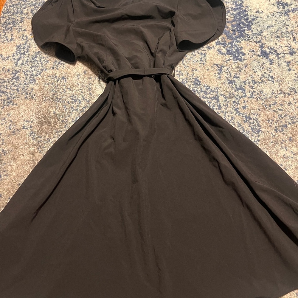 Calvin Klein Black Belted Fit & Flare Midi Dress Women's Size 10